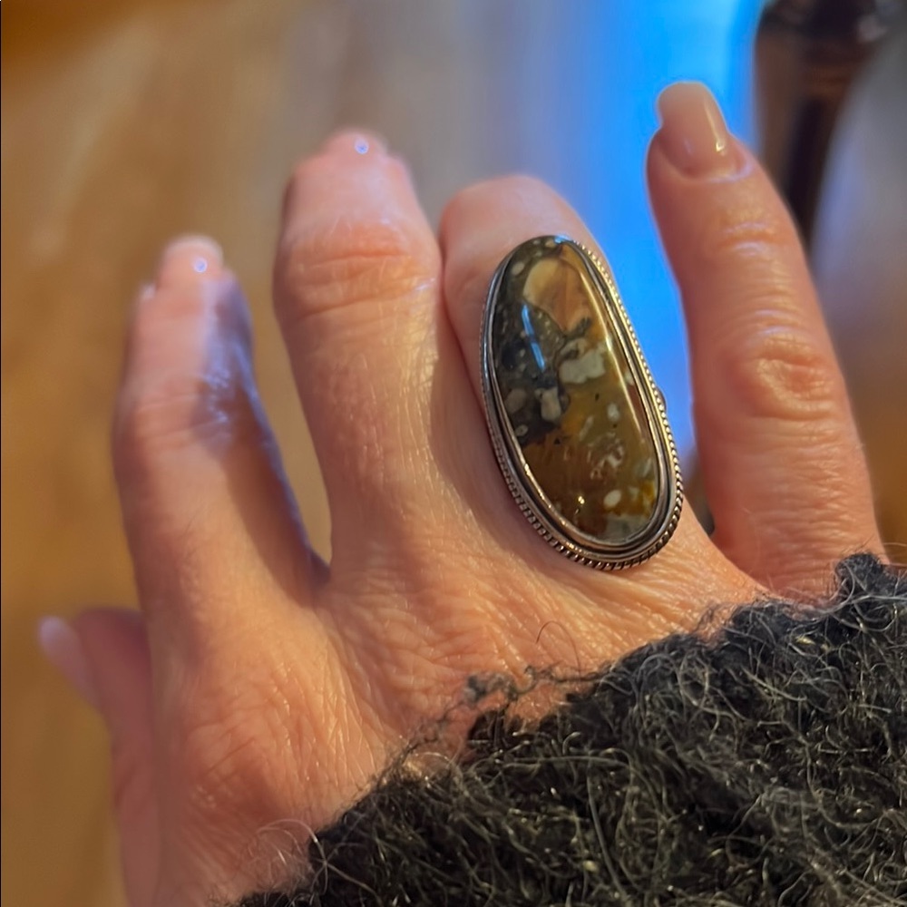 Elegant Brown Jasper Stone Ring